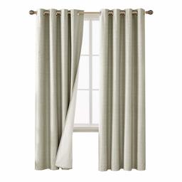 UMI by Amazon Cortinas Opacas para Habitación con Aislamiento Térmico para Sala Dormitorio con Ojales 2 Piezas 140 x 260 cm Beige Claro