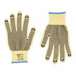 AmazonBasics - Guantes de trabajo a prueba de cortes, nivel A2 de resistencia a los cortes, palma recubierta de puntos de plástico, talla 7, S, 6 pares