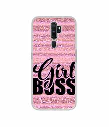 Amazon Brand - Solimo Designer Girl Boss On Pink Sparkle UV Printed Soft Back Case Mobile Cover for Oppo A5 (2020)