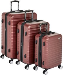 AmazonBasics - High Quality Hard Case Trolley with Swivel Castors and Built in TSA Lock, red