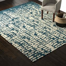 Amazon Brand – Rivet Modern Handtufted Cotton and Wool Area Rug, 8' x 10', Distressed Blue and Ivory