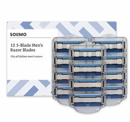 Amazon Brand - Solimo 12 5-blade razor refills for man