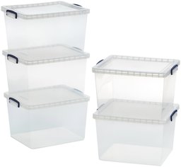 AmazonBasics Clear Plastic Storage Boxes with Lids