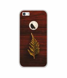 Amazon Brand - Solimo Designer Leaf on Wood UV Printed Soft Back Case Mobile Cover for Apple iPhone 5 / 5S