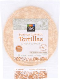 365 Everyday Value, Portion Control Tortillas Whole Wheat, 6