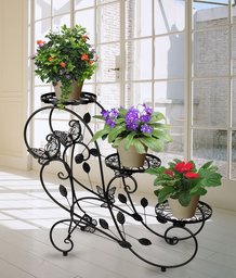 Support pour plantes/Rack pour pots en métal Design S/Support pour fleurs avec 3 niveaux.