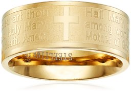 Steeltime 18k Gold Plated Hail Mary Prayer Ring, Size 6