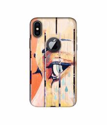 Amazon Brand - Solimo Designer Potrat On Wood 3D Printed Hard Back Case Mobile Cover for Apple iPhone X (Logo Cut)