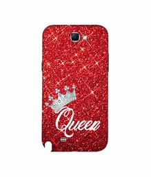 Amazon Brand - Solimo Designer Queen On Red Glitter 3D Printed Hard Back Case Mobile Cover for Samsung Galaxy Note 2 N7100