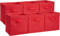 AmazonBasics Foldable Storage Cubes - 6-Pack, Red