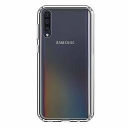 Amazon Brand - Solimo Transparent Case (Hard Back & Soft Bumper Cover) with 8 Foot Drop Porotection & Shock Absorbing Bumpers for Samsung Galaxy A50