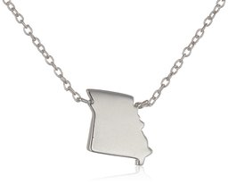 Sterling Silver Stationed Mini State Missouri Pendant Necklace, 16