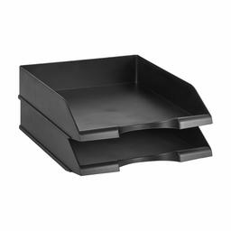 AmazonBasics Stackable Office Letter Organizer Desk Tray - Pack of 2, Black (Renewed)