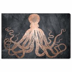 The Oliver Gal Artist Co. Nautical and Coastal Wall Art Canvas Prints 'Squid Copper' Home Décor, Bronze, Black