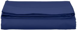 AmazonBasics 400TC Cotton Sateen Wrinkle Free Flat Sheet, Navy 180 x 260 + 10 cm