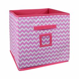 Amazon Brand - Solimo Printed Fabric Storage Box, Medium, Set of 1, Pink