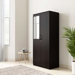 Amazon Brand - Solimo Vega Engineered Wood 2 Door Wardrobe with Half Mirror (Espresso Finish)