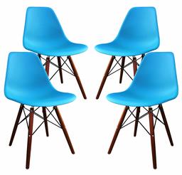 Phoenix Home Kenitra Contemporary Plastic Dining Chair, Sky Blue, Set of 4