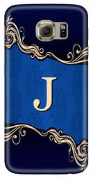 Amazon Brand - Solimo Designer Blue Pattern Alphabet-J 3D Printed Hard Back Case Mobile Cover for Samsung Galaxy S6 Edge