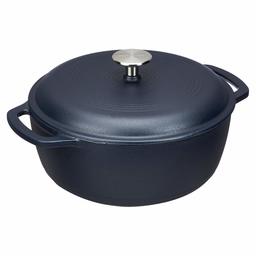 AmazonBasics Enameled Cast Iron Dutch Oven - 4.3-Quart, Matte Navy