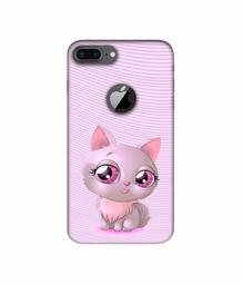 Amazon Brand - Solimo Designer Cute Pink Cat 3D Printed Hard Back Case Mobile Cover for Apple iPhone 8 Plus (with Logo Cut)