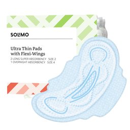 Amazon Brand - Solimo Ultra Thin pads with Wings, All Day Protection Sample Pack, 3 Count