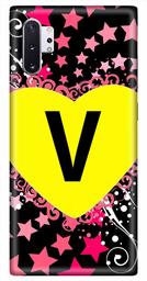 Amazon Brand - Solimo Designer Heart Pattern Alphabet-V 3D Printed Hard Back Case Mobile Cover for Samsung Galaxy Note 10 Plus