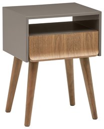 Amazon Brand – Rivet Mid-Century Modern Lacquer Side End Table Nightstand, Grey and Walnut