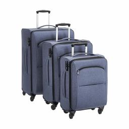 AmazonBasics Urban – Weichschalen-Trolleys mit je 4 Rollen, Blau, 3 Stück im Set