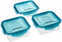 Amazon Brand - Solimo Plastic Food Storage Container Set, (3 pieces, 800ml)