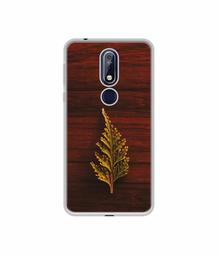 Amazon Brand - Solimo Designer Leaf on Wood UV Printed Soft Back Case Mobile Cover for Nokia 7.1