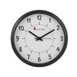 Amazon Brand - Solimo 11-inch Wall Clock (Step Movement, Black Frame)