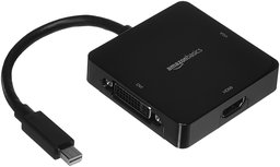 AmazonBasics Mini DisplayPort to HDMI/DVI/VGA Adapter - Black, 5-Pack