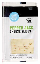 Amazon Brand - Happy Belly Sliced Pepper Jack Cheese, 10 Slices, 8 Ounce