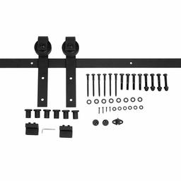 AmazonBasics Sliding Barn Door Hardware Kit, 8 Foot, J Shape, Black