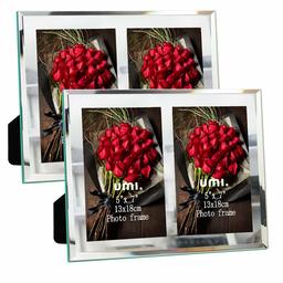 Umi.Essentials Double Photo Glass Frame Ideal for Family Photographs Baby Photographs and Wedding Photos