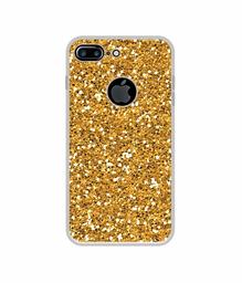 Amazon Brand - Solimo Designer Golden Sparkle UV Printed Soft Back Case Mobile Cover for Apple iPhone 7 Plus (Logo Cut)