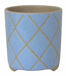 Amazon Brand – Stone & Beam Medium Windowpane Footed Stoneware Planter, 7.9