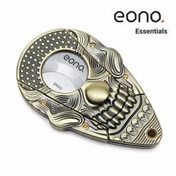 Amazon Brand: Eono Essentials - Coupe-cigare guillotine en acier inoxydable avec système de verrouillage et doubles lames auto-aiguisées, motif crâne de squelette 3D, Bronze vieilli