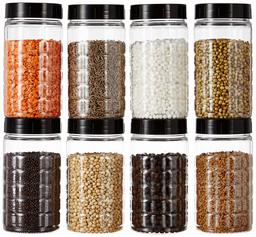 Amazon Brand - Solimo Spice Jar, 200 ml, Set of 8, Black