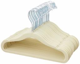 AmazonBasics Kids Velvet Non-Slip Clothes Hangers, 30-Pack, Beige