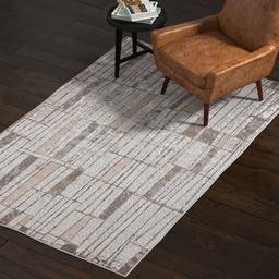 Amazon Brand – Rivet Contemporary Polyester Area Rug, 5 x 8 Foot, Silver, Grey, White