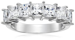 Platinum-pläterad sterling silver Swarovski zirkon 3 cttw prinsessring, storlek 9