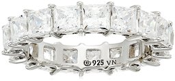 Amazon CollectionPlatinum Plated Sterling Silver Swarovski Zirconia Princess Cut Eternity Band Ring, 5 cttw, Size 6