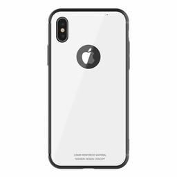 Eono Essentials Hybrid iPhone X Case, Thin Tempered Glass Back Cover and Soft Silicone Rubber Bumper Frame Support Wireless Charging for Apple iPhone X/iPhone 10 (2017) (Black Frame and HD White Back Surface)