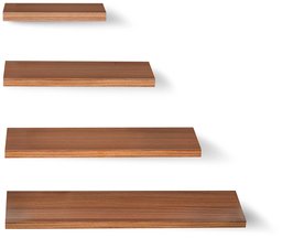 Amazon Brand - Solimo Floating Wall Shelf, Set of 4 (Matte Finish, Walnut)