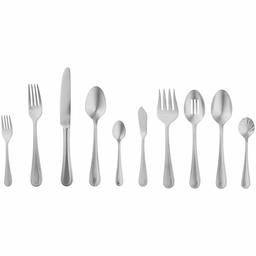 AmazonBasics 65-Piece Stainless Steel Flatware Set with Pearled Edge, Service for 12