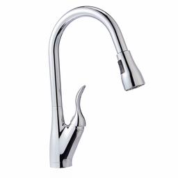 AmazonBasics Single-Handled Kitchen Pull-Down Sprayer Faucet, Polished Chrome