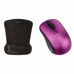 AmazonBasics - Mouse wireless con microricevitore e Tappetino con poggiapolsi, viola