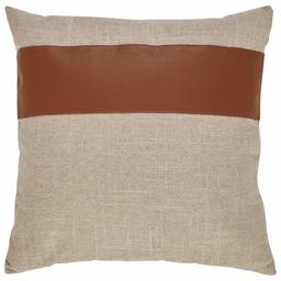 Amazon Brand – Rivet Industrial Throw Pillow - 17 x 17 Inch, Flax/Cognac